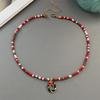Christmas Necklaces for Women Girls Handmade Rice Beads X'mas Tree Santa Claus Snowman Gift Necklace Pendant New Year Jewelry