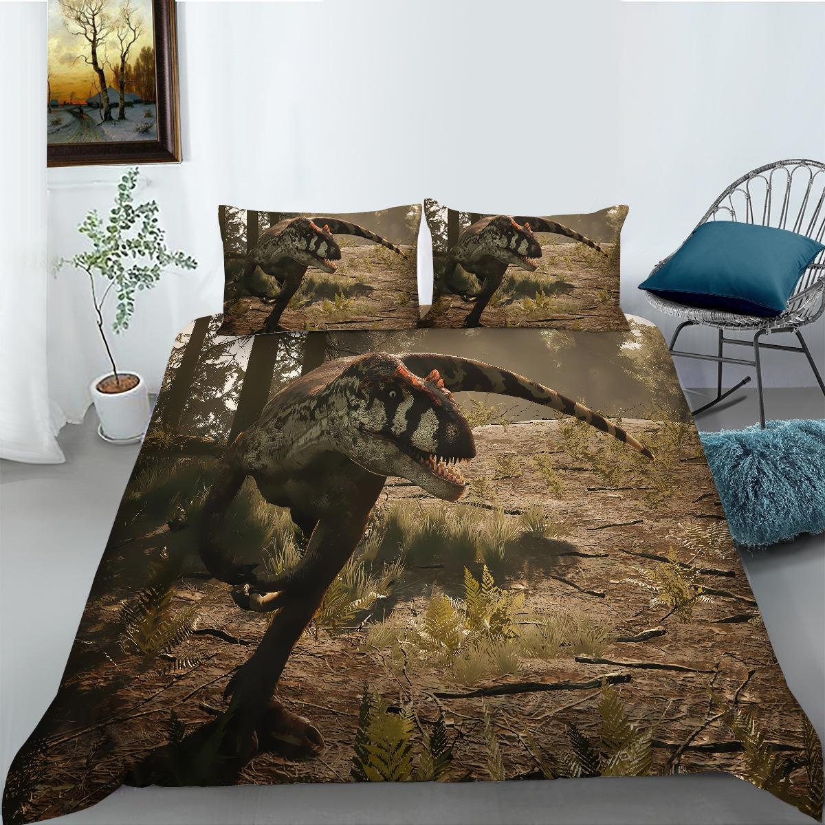 Color Dinosaur Series Polyester Bedding Three-Piece 3D Digital Printing EU single 135*200