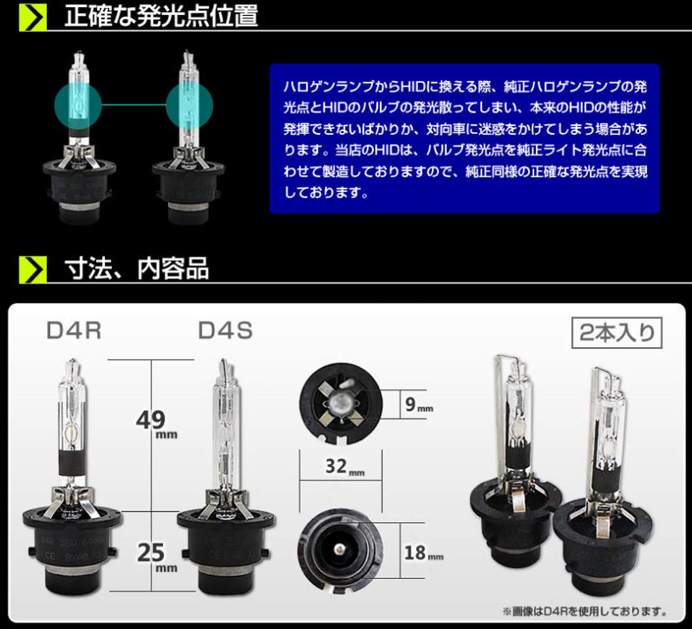 Set of 2, 8000K D4R Headlight, General Purpose DC12V Car, Professional Recommended, High Brightness,
