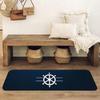 Minimalist Navy Blue Ship Wheel Nautical Floor Mat, Non-Slip Washable Rug for Kitchen, Entryway, Balcony, Bathroom  Living Room