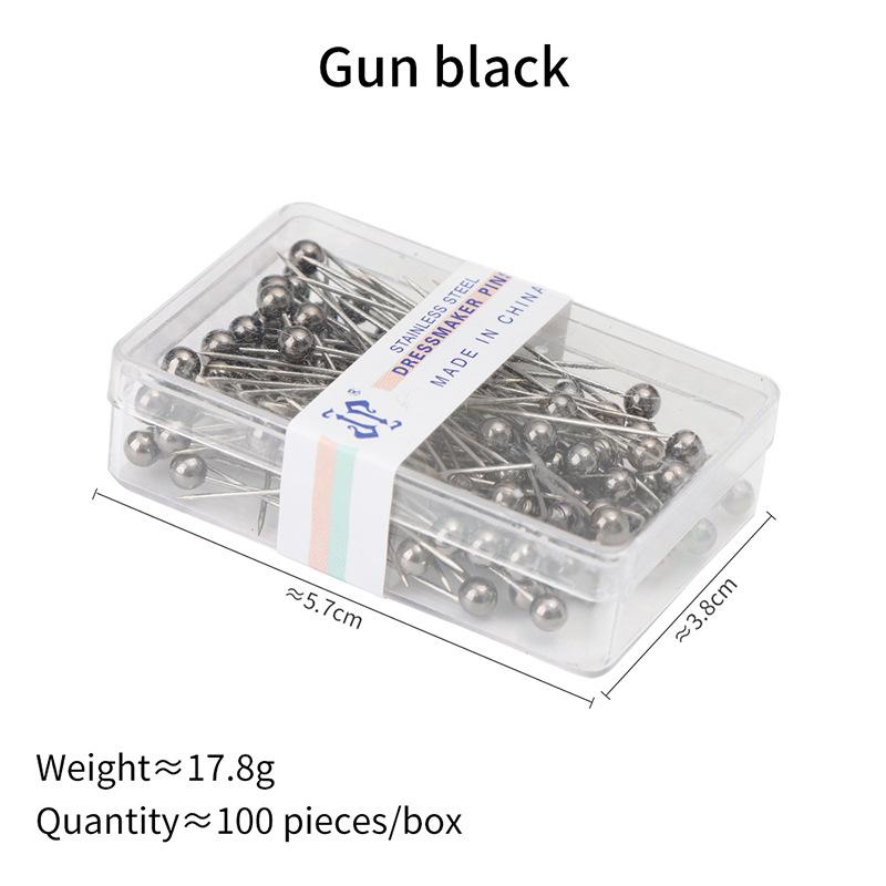 

100 шт./кор. цветные круглые иглы с жемчужной головкой для рукоделия, булавки для шитья, инструменты для стежка, иглы для позиционирования, швейные принадлежности чёрный