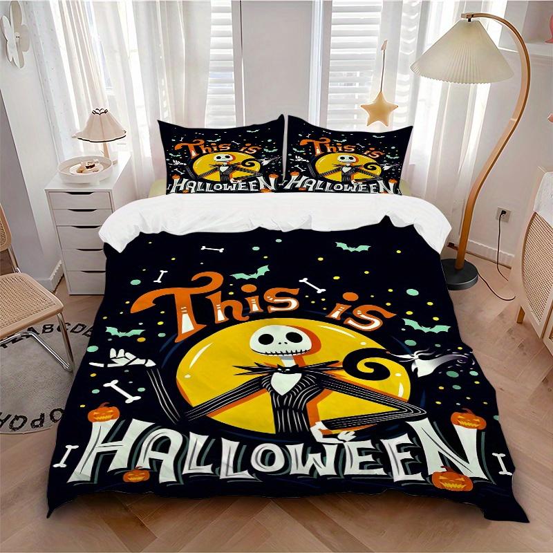 3pcs This Is Halloween Jack Bedding Set Includes Quilt Cover and Pillowcases, Suitable for All Seasons B094