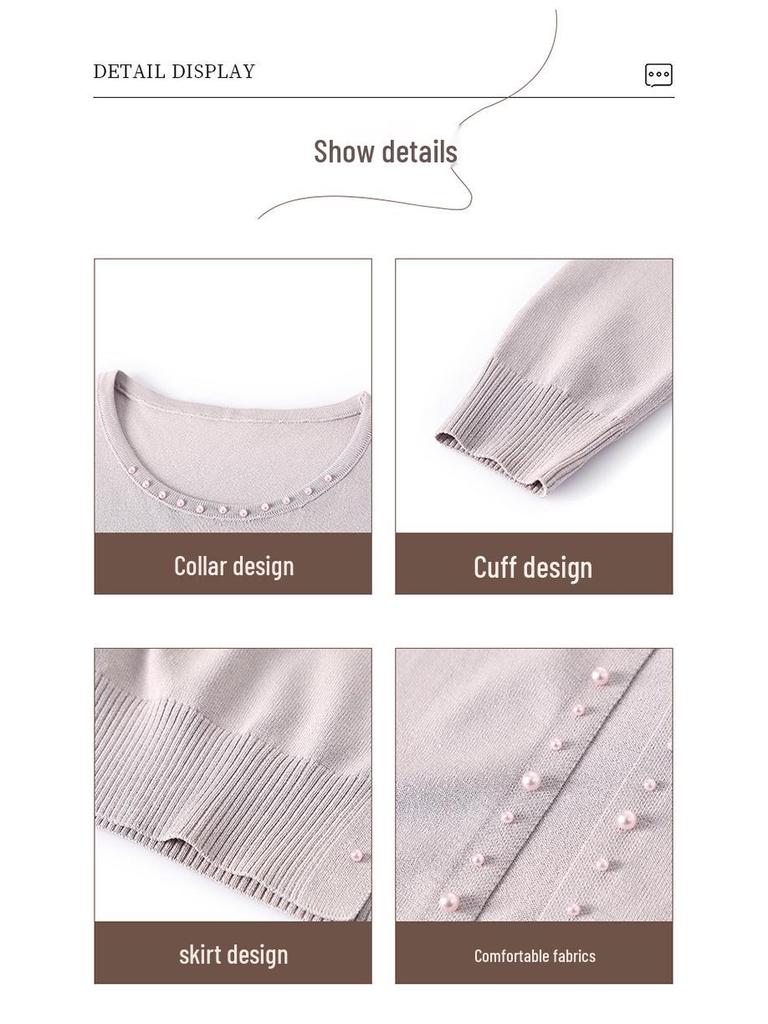 Completo due pezzi con giacca primaverile e maglia per donne 40-50 anni