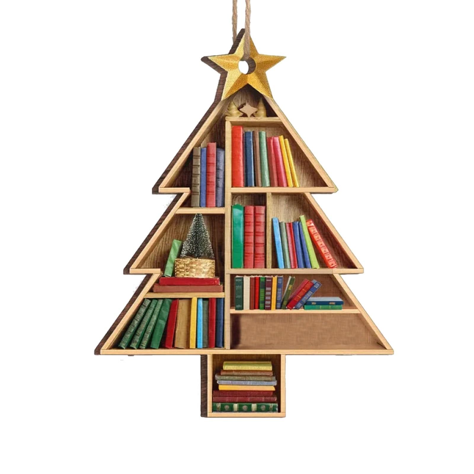 

Интересные подвески с персонажами, Подарки для семьи и друзей, Рождественский Акриловый Плоский Подвес в виде Книжной Полки One Size