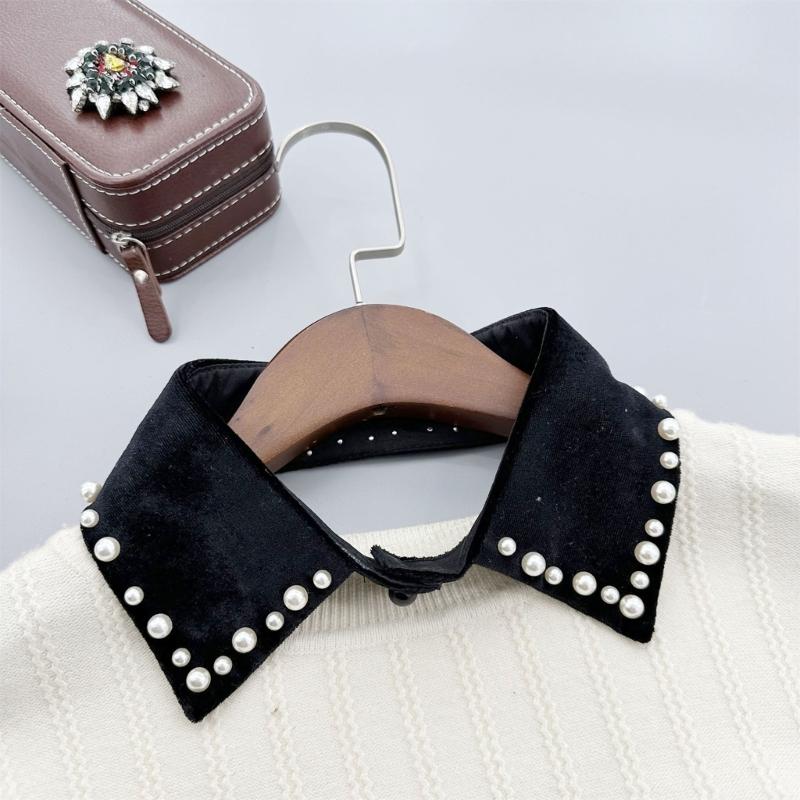 Metal Studded False Collar for Women Girl Detachable Collar Lapel Blouse Top Clothing Accessory Casual Decorative Collar