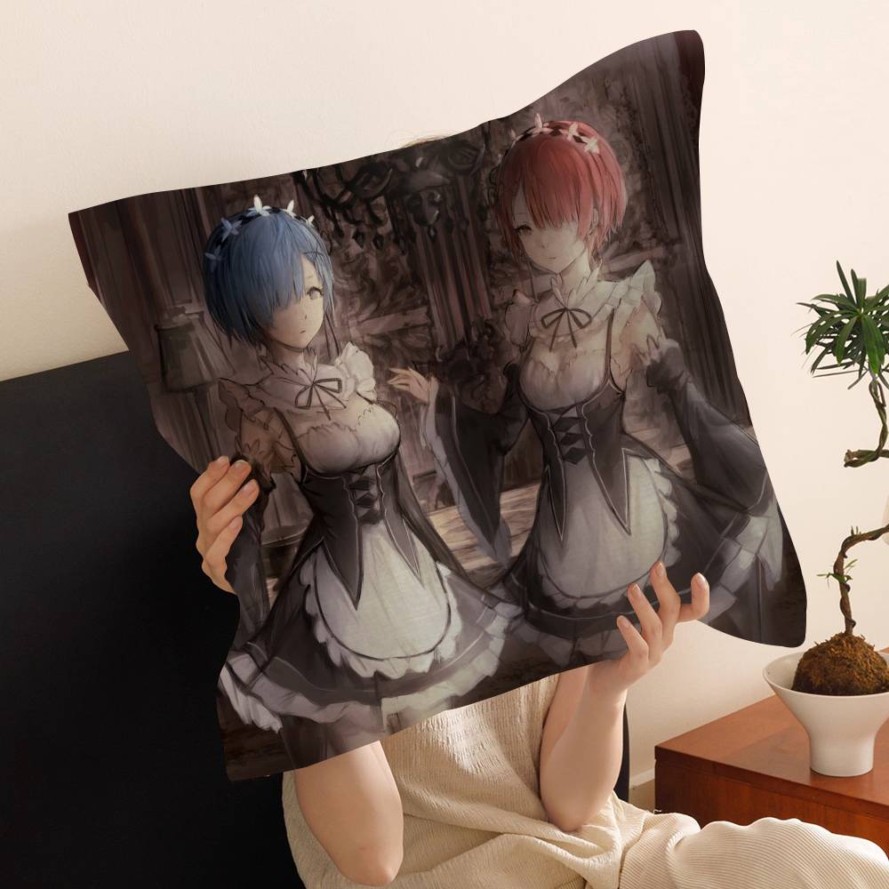 Anime Re Zero Cushion Cover Inches Farmhouse Decor Home Throw Pillow Covers for Couch Decorations