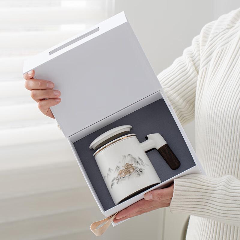 White Porcelain Tea Infuser Mug with Handle and Lid