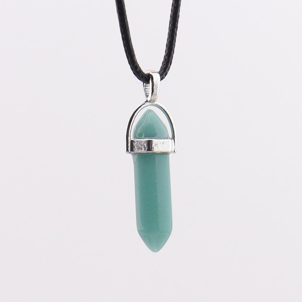 Crystal Hexagonal Luminous Stone Pendant Necklace - Popular European & American Six-Sided Design N759
