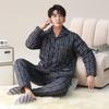 Pajamas Men'S Winter Velvet Thickened Woven Pure Cotton Three-Layer Padded Cotton Jacket Autumn And Winter Loungewear