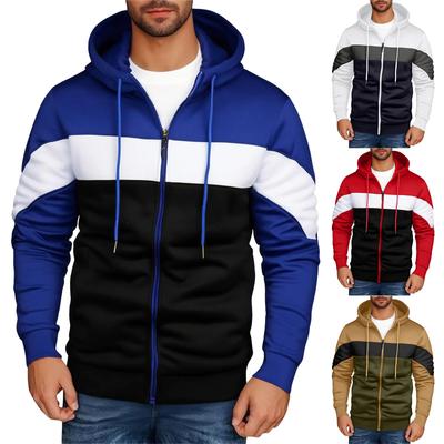 Men's Hooded Sweatshirt, Contrasting Color Sweatshirt, Sports   Casual Jacket