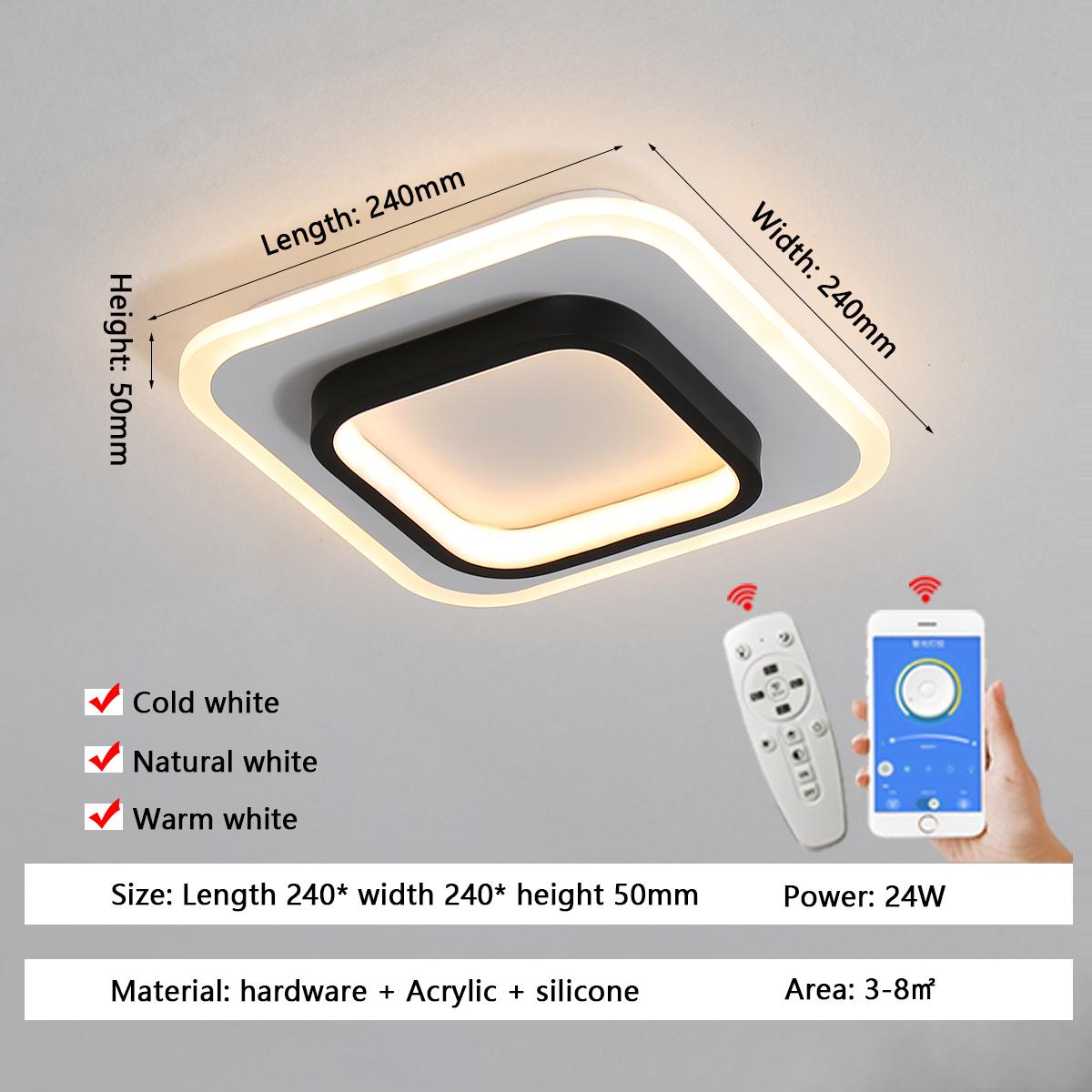 

24 см современные светодиодные потолочные светильники для коридора, фойе, стены, спальни, домашнего декора, окрашенные в белый и черный цвет, светодиодное освещение, потолочный светильник Dimmable RC With APP