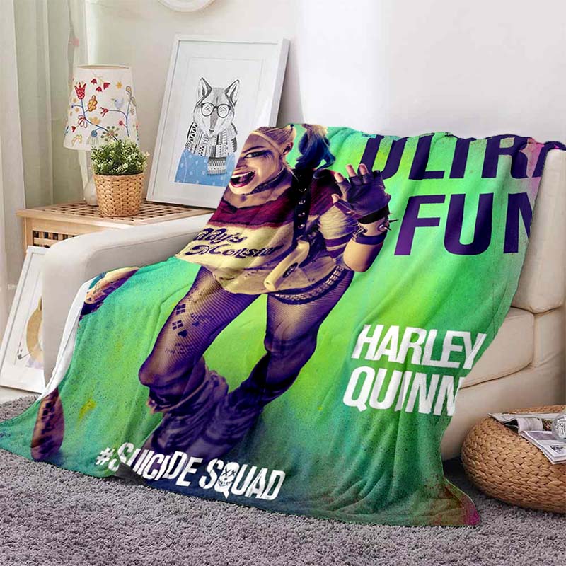 This 3DThe new Suicide Squad printed blanket is a warm and comfortable flannel blanket suitable for bedrooms, sofas, beds, chai