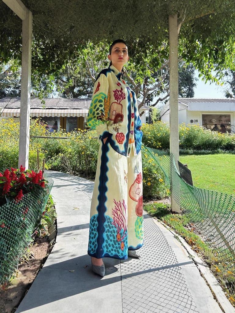 2025 European-American Linen Holiday Casual Printed Pants Set