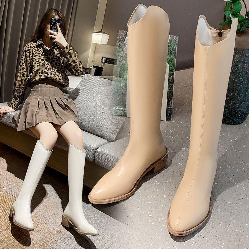 Coarse Heel Comfortable Knight Boots Pointed Versatile Boots Women's Autumn and Winter New Spice Girl Style