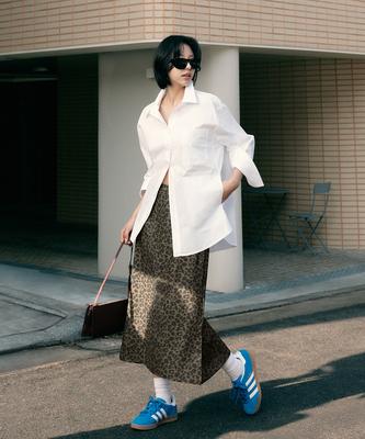 Deoesji 26Ss Leopard Tension Slit Skirt
