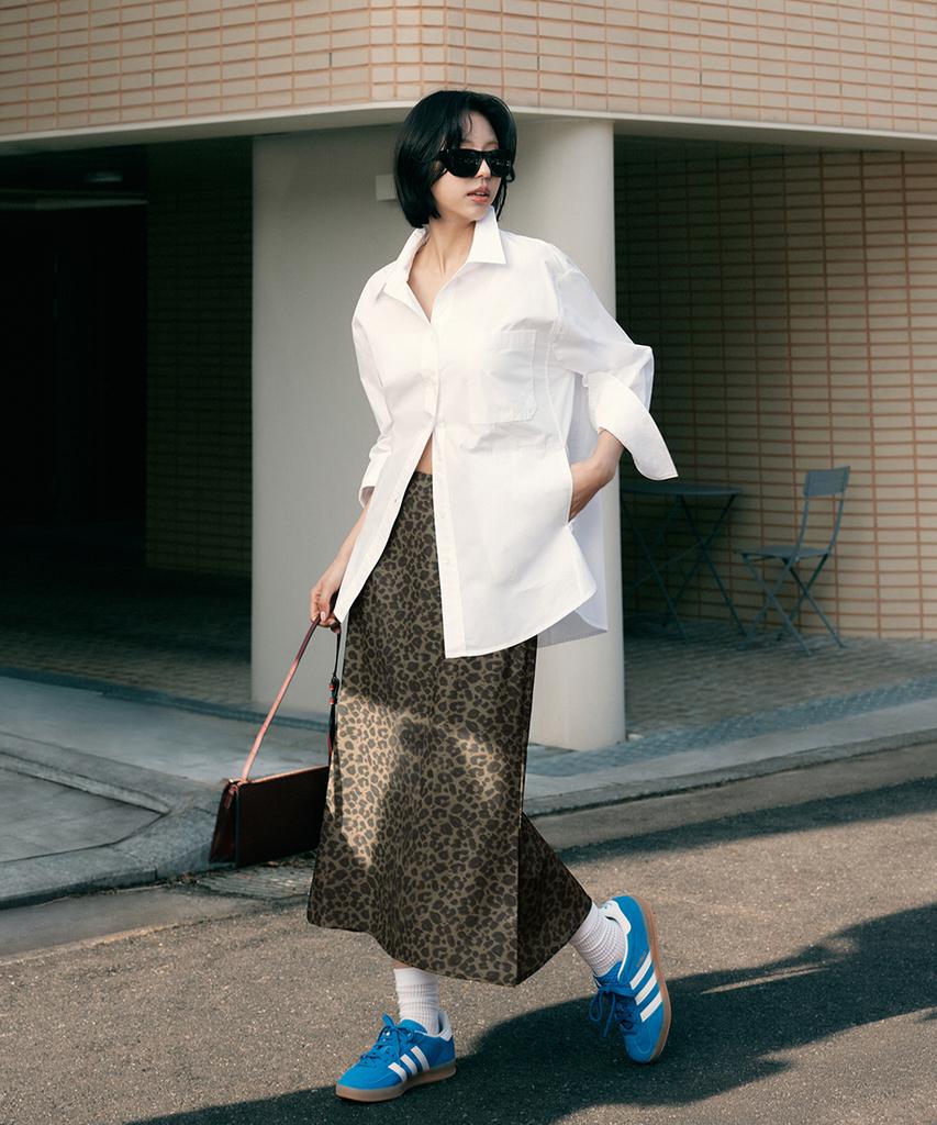 Deoesji 26Ss Leopard Tension Slit Skirt