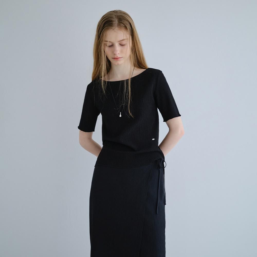 PLASTIC ISLAND [Capsule Line] Pleated Knee-Length Slim T-Shirt Ps2Ch489