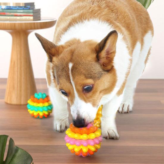 Dog Chew Toy Ball Spiky Dog Chew Ball Oral Care Heavy-Duty Rubber Molar Ball Toy for Medium Large Dogs Strong Chewers