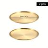 2Pcs Stainless Steel Round Plate Bone Spitting Dish Shallow Tray Metal Camping Plate Dining Disc BBQ Picnic Dishes Cookware