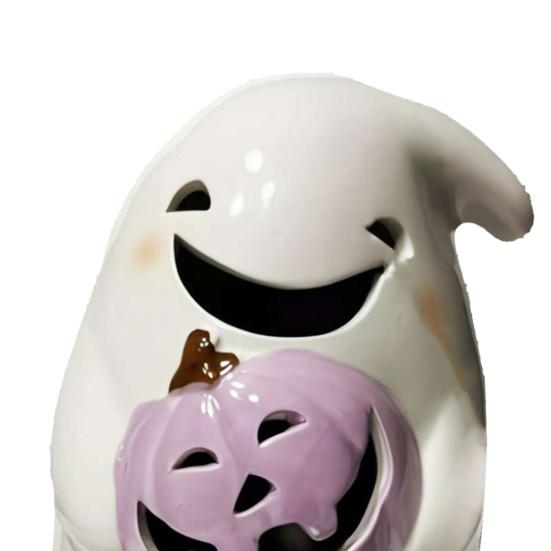 Halloween Ghost Ornaments Cute Ghost Cat Pumpkin Sculpture Spooky Resin Home Decor Desktop Figurine for Indoor Outdoor Display