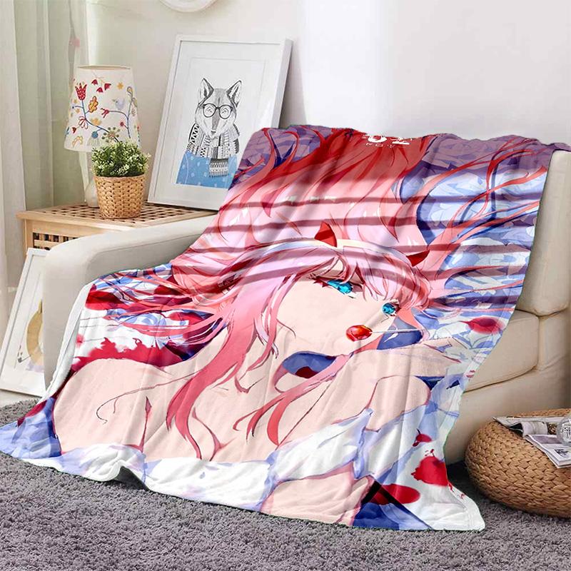 Zero Two Sexy Girl DARLING in The FRANXX Cartoon Flannel Blanket for Bed Bedroom Sofa Picnic,Throw Blanket for Outdoors Leisure