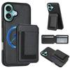 Applicable to iPhone16 mobile phone case, Samsung S25 lychee pattern wireless charging magnetic card bag bracket multi-function anti-drop