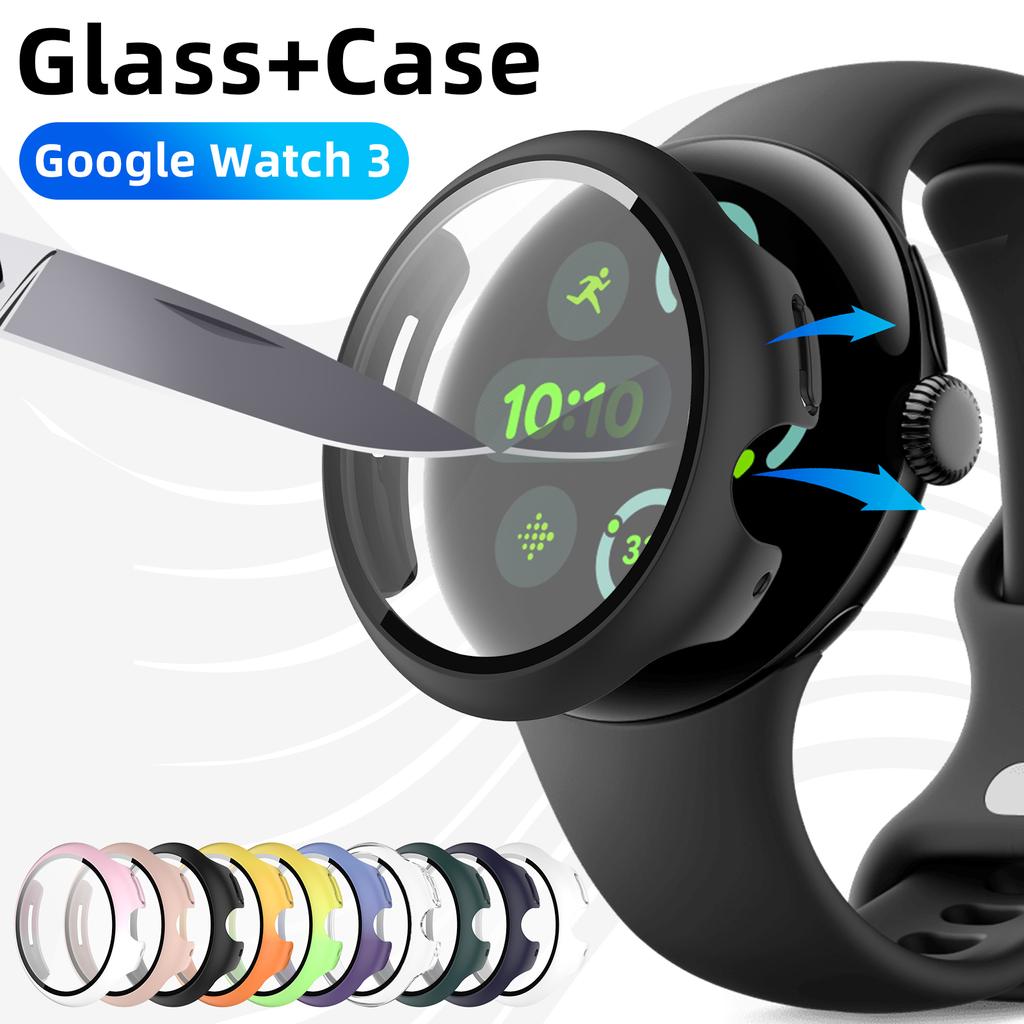 Case for Google Pixel Watch 3 45mm 41mm PC All-around Bumper Protective Cover + Screen Protector for Pixel Watch 3 Accessories