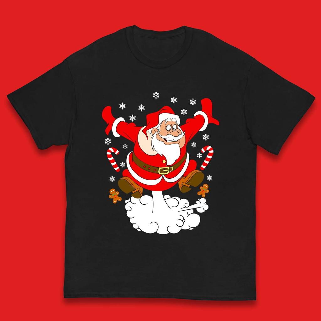 Flying Farting Santa Claus Funny Christmas Kids T Shirt Christmas Top