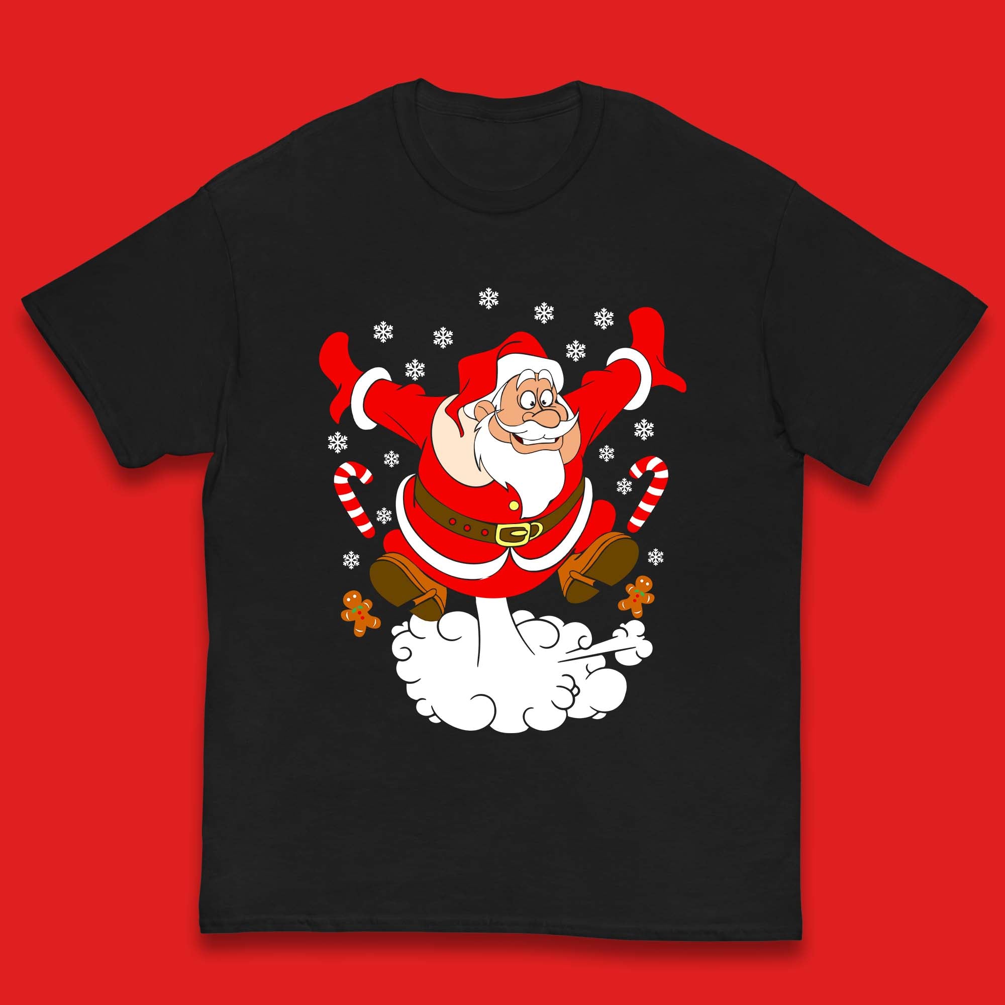 

Flying Farting Santa Claus Funny Christmas Kids T Shirt Christmas Top 150