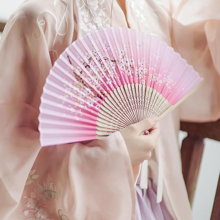 Classical Chinese Dance Fan - Handmade Bamboo Folding Fan for Wall Decor, Performance Costume & Partition Screen