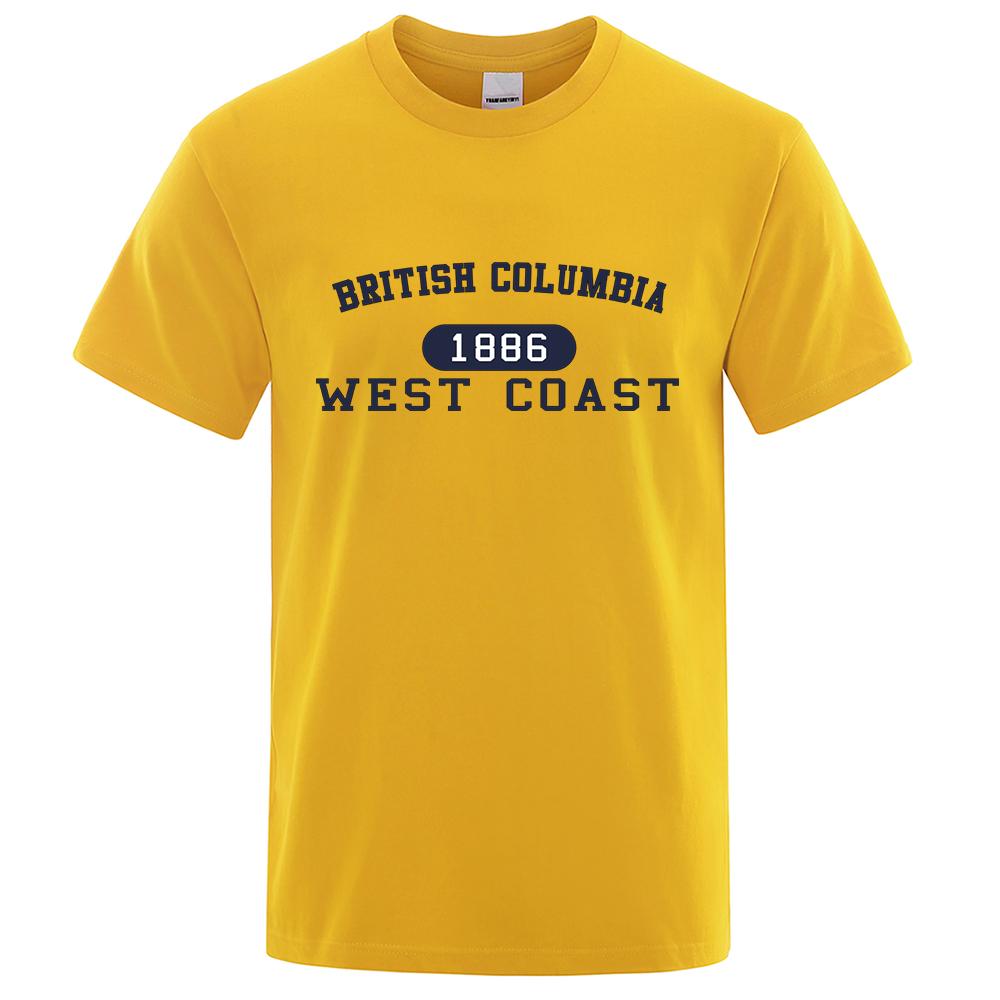 Britská Kolumbie 1886 Západní pobřeží Dopis Tričko Muži Ženy Módní Oblečení Tričko Bavlna Krátký Rukáv