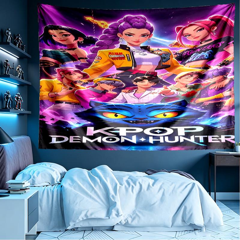 KPop Demon Hunters Print Tapestry, Lightweight Wall Hanging, for Bedroom, Dorm, Living Room, Home Art Decor - Birthday Christmas Gift for Friends
