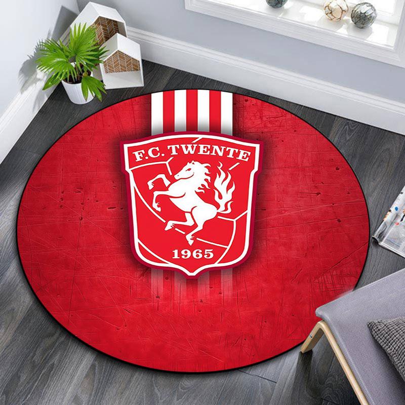 FC Twente,Tappeto Rotondo,Tappeto per Soggiorno Camera da Letto Divano Stanza dei Giochi Decorazione,Tappetino Antiscivolo