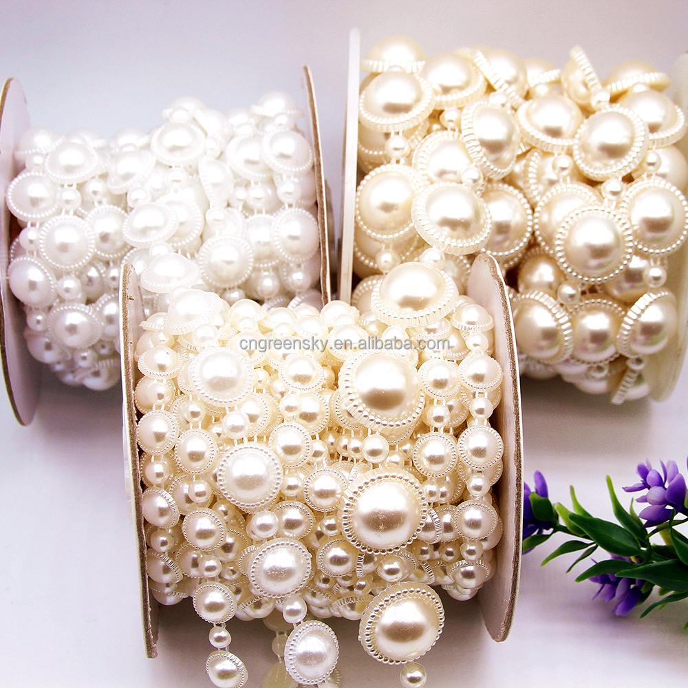 Plastic Rhinestones Chain Trims Crystal Chain Rhinestones for Wedding Craft Dress Decoration Pearl Chain Diamond square Flower