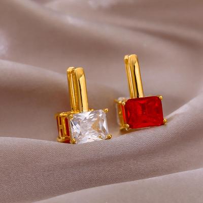 Two-Sided Lock-Shaped Zirconia Ear Cuffs: Cool & Atmospheric Style for Women