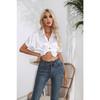 JPNTKY Women's Fashion Casual Solid Color Print POLO Neck Long Sleeve Blouses & Shirts