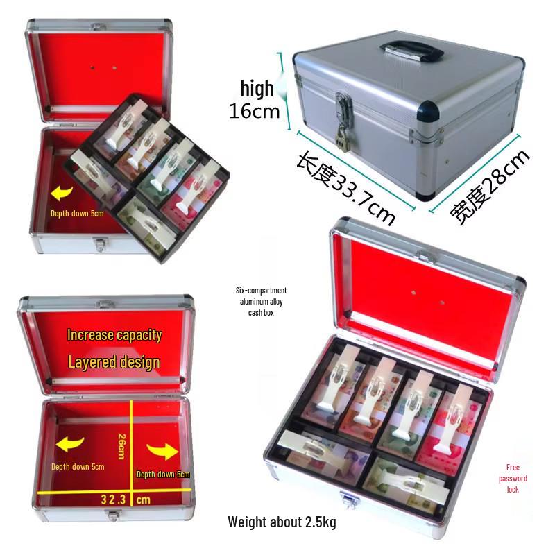 Cash Drawer with Five Compartments and Metal Clips