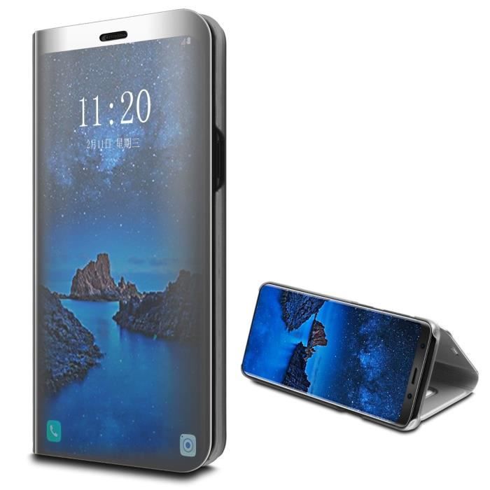 Skal Samsung Galaxy S9 - Fodral Flik Spegel Silver Skydd Clear View [Phonillico®]