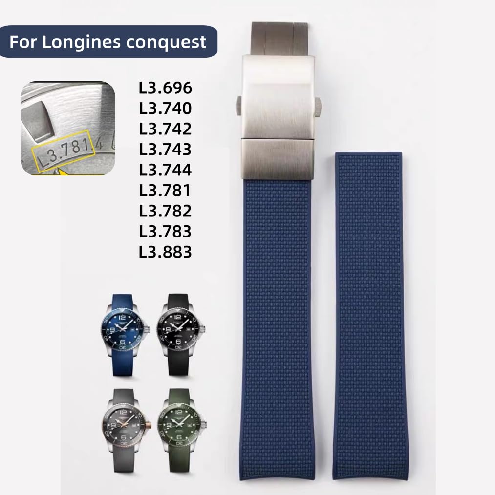 [Sign Metou] Watch Band 21mm Longines HydroConquest L3.696740742743744781782783883 Men's Replacement Waterproof Silicone Strap (Green)