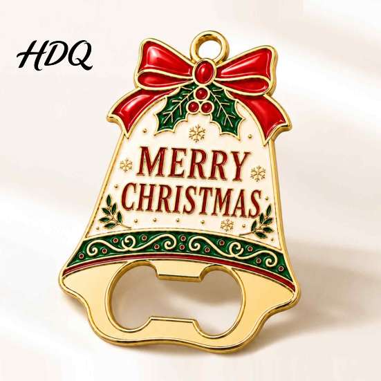 Retro Holiday Home Decor Christmas Bell Bottle Opener Heavy Duty Beer Cap Remover Magnetic Bar Tool Accessory Refrigerator Magnet Metal Opener for