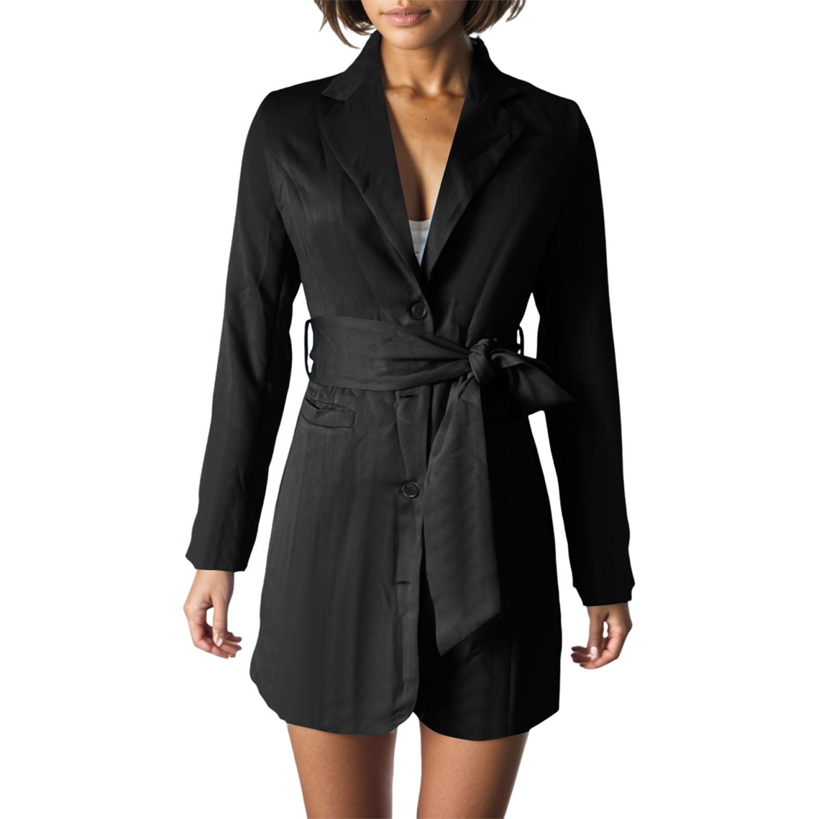 

Женский тонкий топ с завязками и длинными рукавами, миди-пиджак цвета конфет XL чёрный