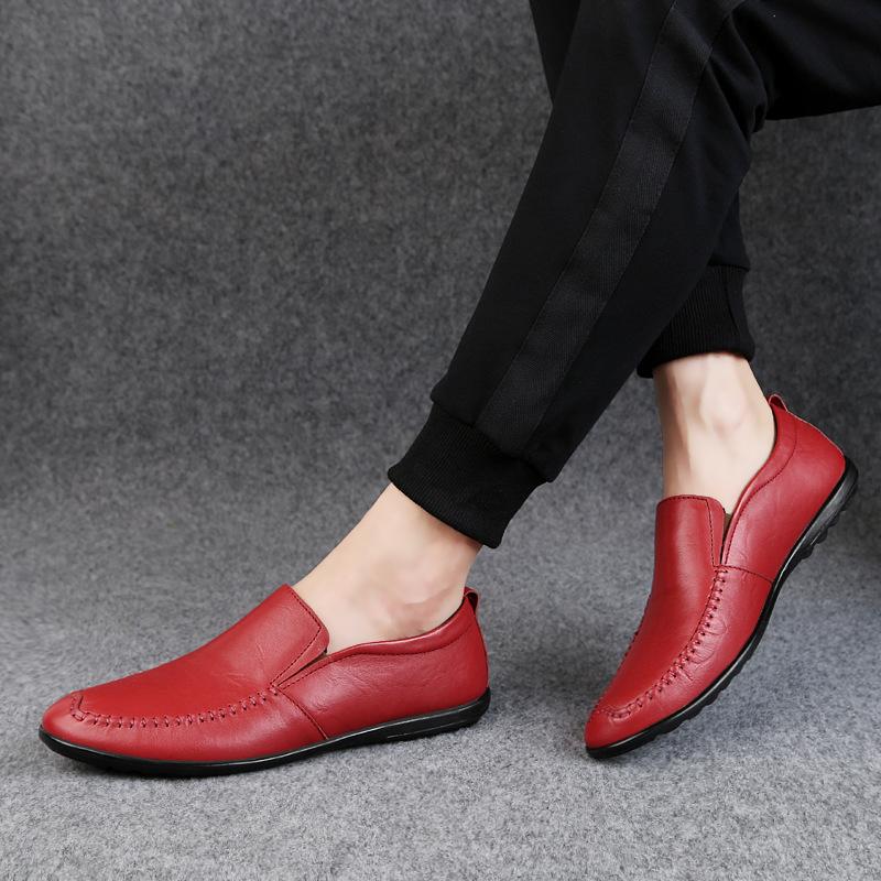 Large size men's shoes 2025 summer new daily lazy Doudou shoes soft sole British style one pedal casual leather shoes