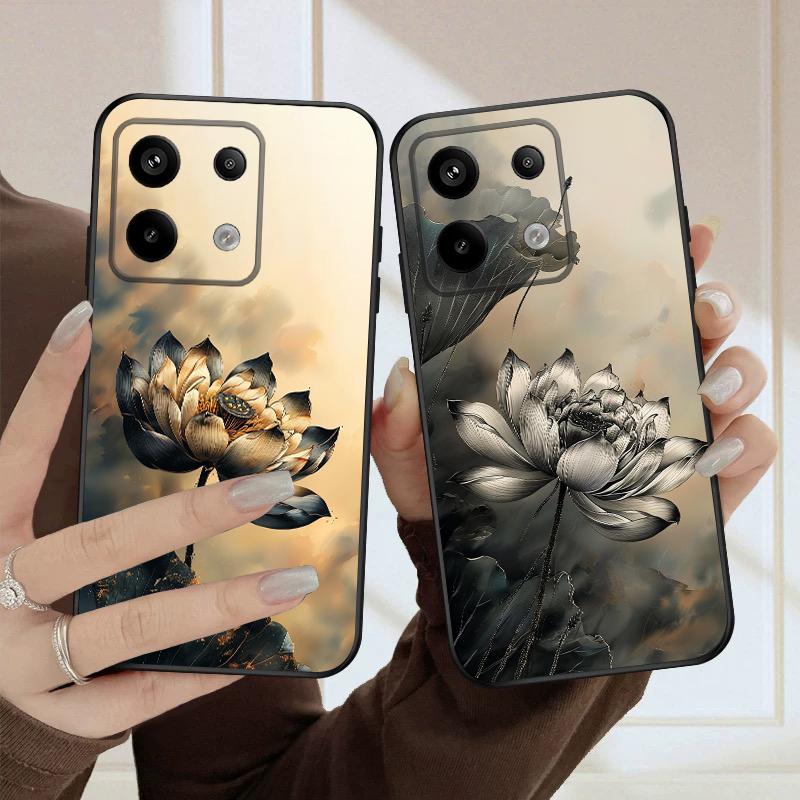 Oil Painting Lotus For Redmi Note 9 9S 10 11 12 12S 13 Pro+ Plus 5G India 14 Pro 4G Global 14S 13C 14C silicone soft phone case