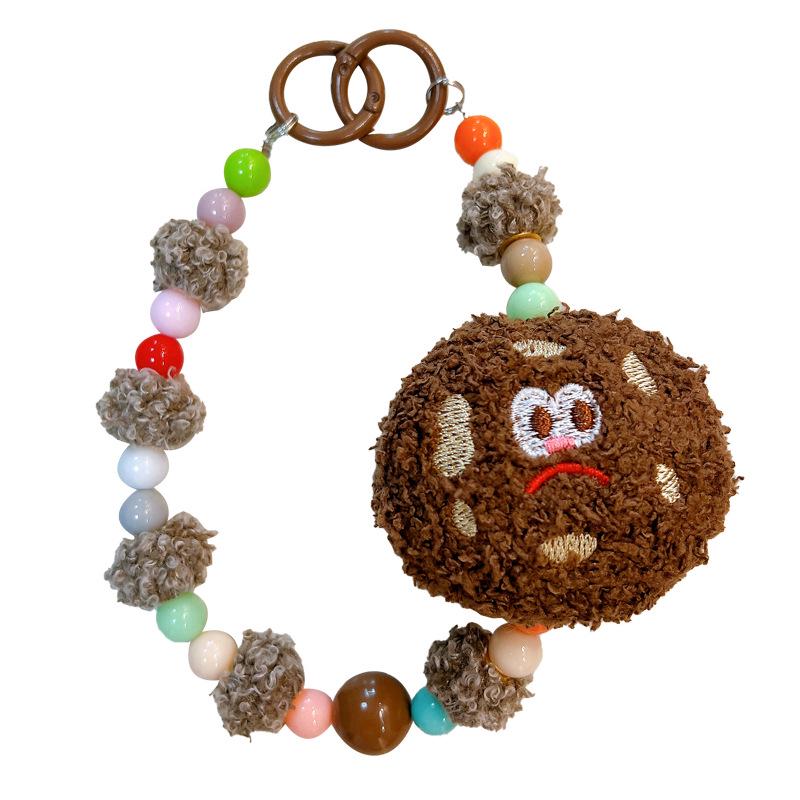 Creative Cute Biscuit Beaded Keychain: Plush Mobile Charm & Bag Accessory Gift