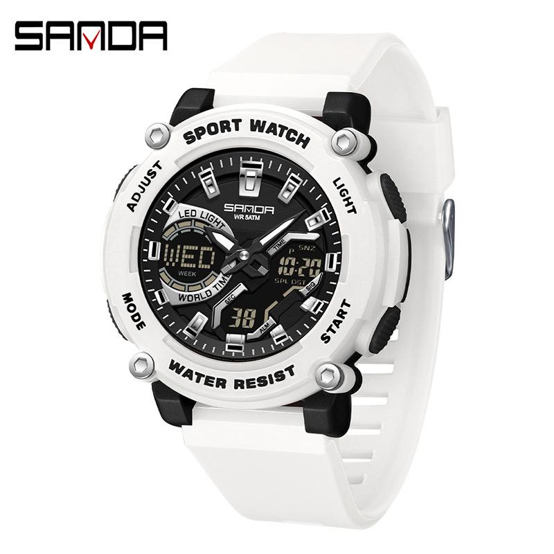Dual Display Sports Student Watch Men's 5ATM Waterproof Night Light Seismic and Drop resistant Electronic Watch