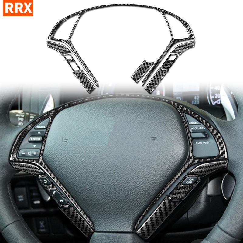 For Infiniti G35 G37 G25 Q60 2007-2015 Real Soft Carbon Fiber Stickers Steering Wheel Control Panel Car Accessories Decorative