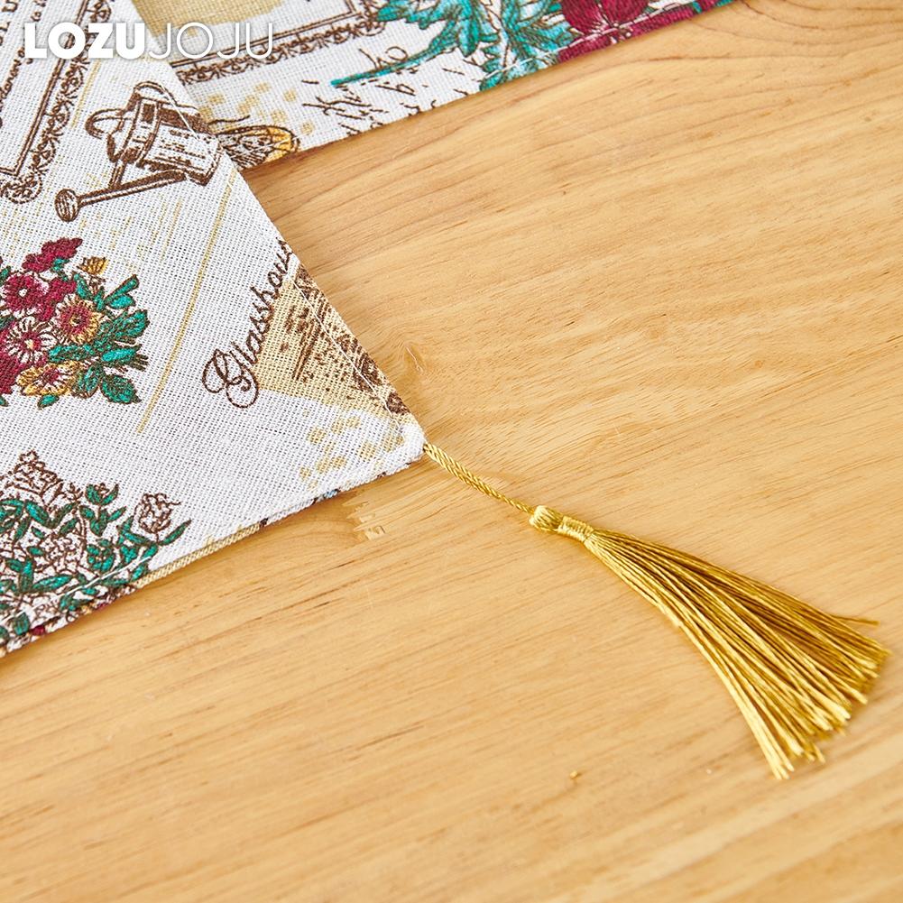 1PC LOZUJOJU Fashionable Retro Printed Table Flag Tassel Table Runner for Dinner Table Decor Kitchen for Home Table Home Decor