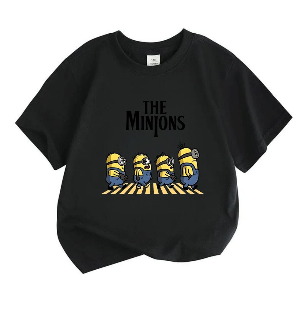 Kids Boys Girls 100% Cotton Crew Neck Short Sleeve T-Shirt, Cute Casual Funny Cartoon Walking Print Soft Breathable Lightweight Summer Daily Wear Top