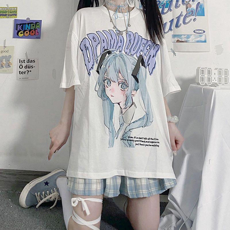 Cartoon Graphic Printed T-shirt Women Men Oversized Y2k Short Sleeve High Quality Streetwear Harajuku Male Female Clothing