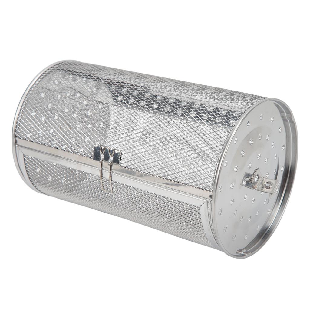 Rolling Grilling Basket Stainless Steel BBQ Rolling Basket Fork Wire Mesh Cylinder Grill Basket for